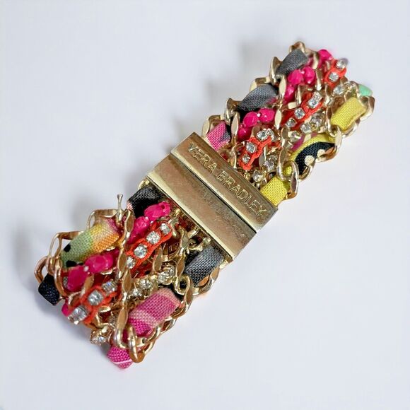 Vera Bradley Ziggy Zinnia Woven Bracelet Magnetic Closure 7 1/2" - Picture 2 of 7